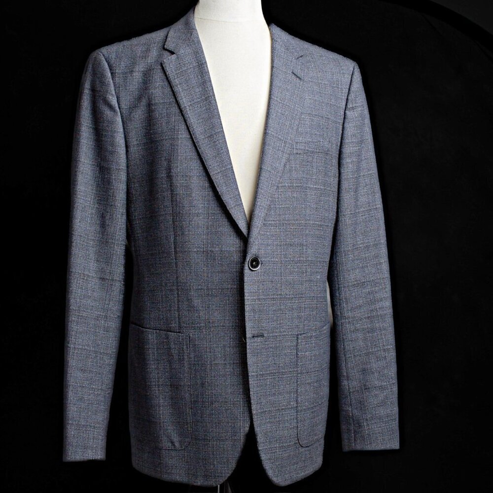 Mens Wool Blazer Jacket Gray | Size 42 L | Hugo Boss
